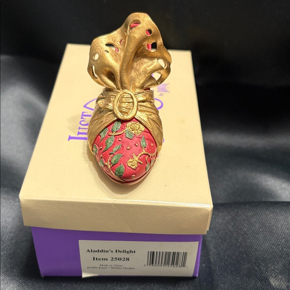 Just The Right Shoe Aladdin's Delight Red and Gold Flats - Picture 4 of 5